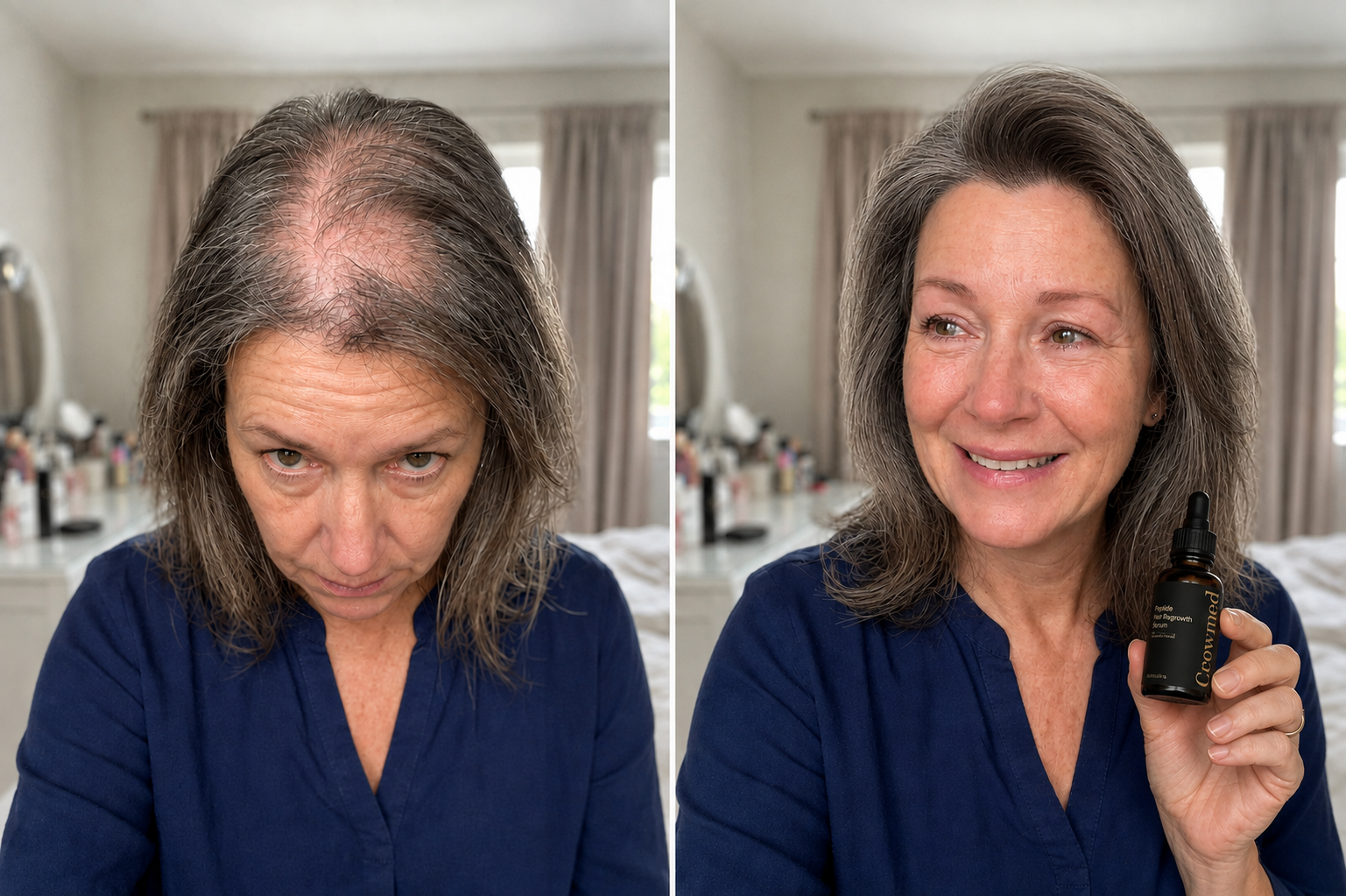 Resultado antes e depois do tratamento capilar